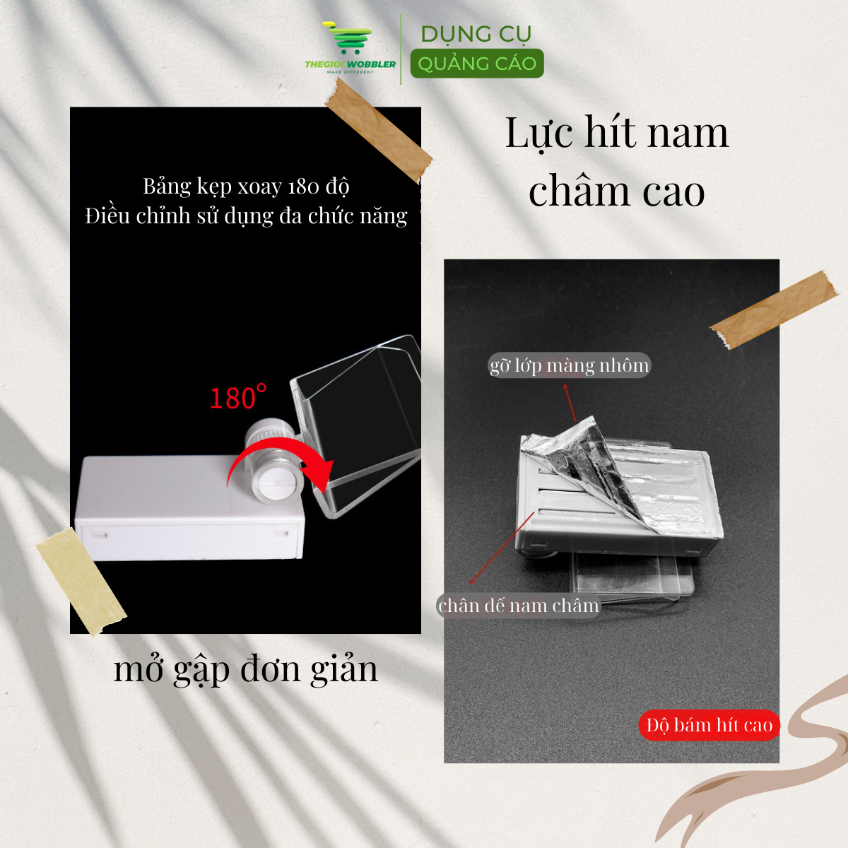 Kẹp bảng giá sale, kẹp wobbler, chân đế nam châm kẹp bảng giá, kẹp quảng cáo thegioi wobbler, đa năng kẹp được (6)