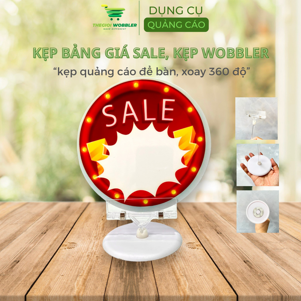 Kẹp bảng giá sale, kẹp wobbler, kẹp thẻ giá siêu thị, kẹp quảng cáo Thegioi Wobbler xoay 360 độ, đa năng kẹp được nhiều loại bảng giá khác nhau (2)