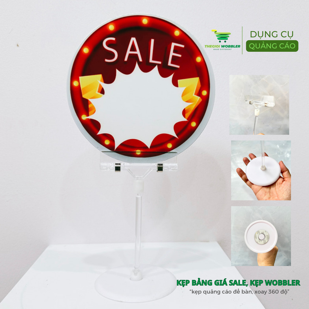 Kẹp bảng giá sale, kẹp wobbler, kẹp thẻ giá siêu thị, kẹp quảng cáo Thegioi Wobbler xoay 360 độ, đa năng kẹp được nhiều loại bảng giá khác nhau (3)