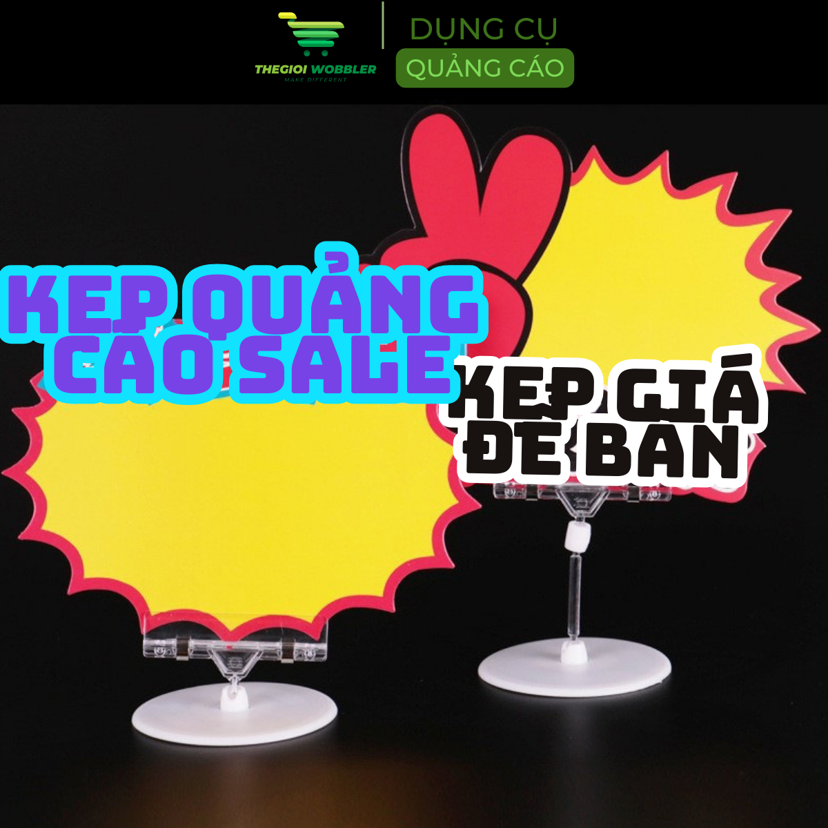 Kẹp bảng giá sale, kẹp wobbler, kẹp thẻ giá siêu thị, kẹp quảng cáo Thegioi Wobbler xoay 360 độ, đa năng kẹp được nhiều loại bảng giá khác nhau (4)