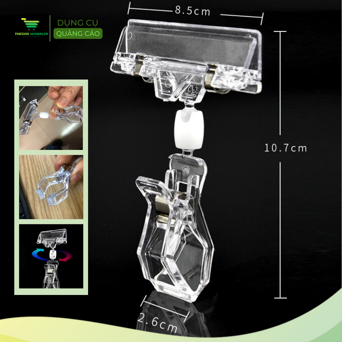 Kẹp bảng giá sale, kẹp wobbler, kẹp thẻ giá siêu thị thegioi wobbler xoay 360 độ (2)