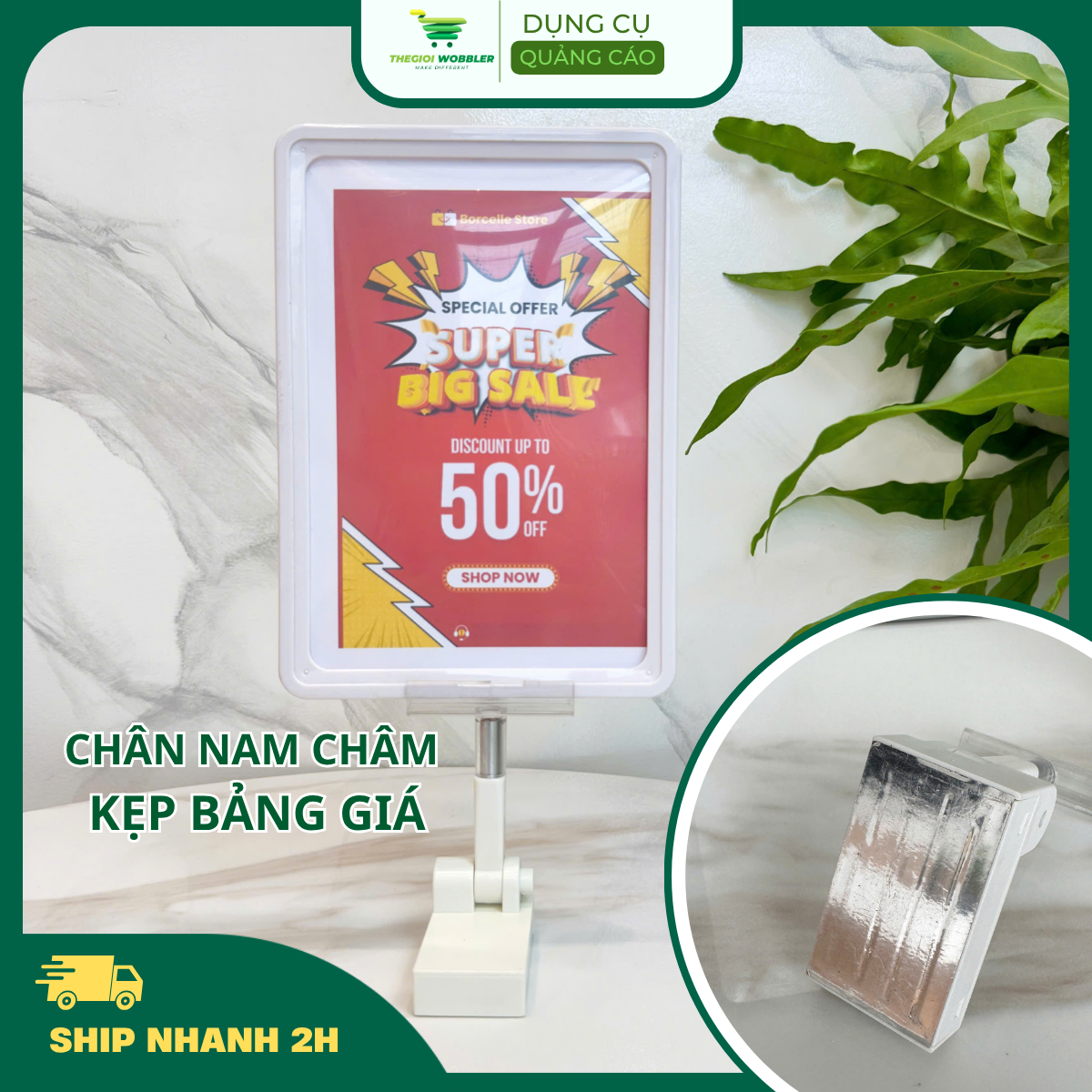 Chân đế nam châm kẹp bảng giá, khung bảng giá siêu thị, kẹp khung nhựa POP, kẹp bảng khuyến mãi , Thegioiwobbler, đa năng kẹp được nhiều size bảng giá khá (6)