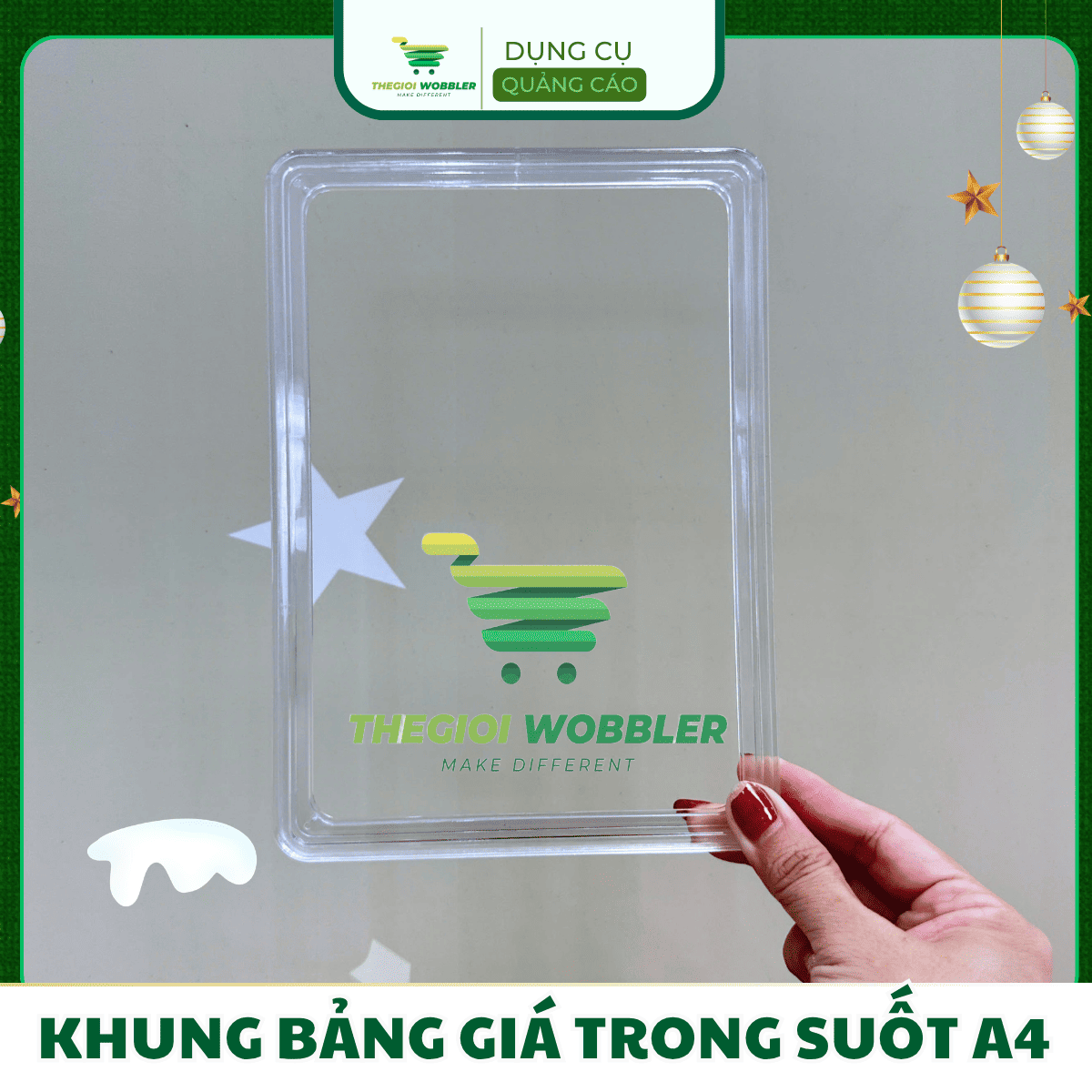 Kẹp bảng giá trong suốt xoay 360 độ Thegioi Wobbler